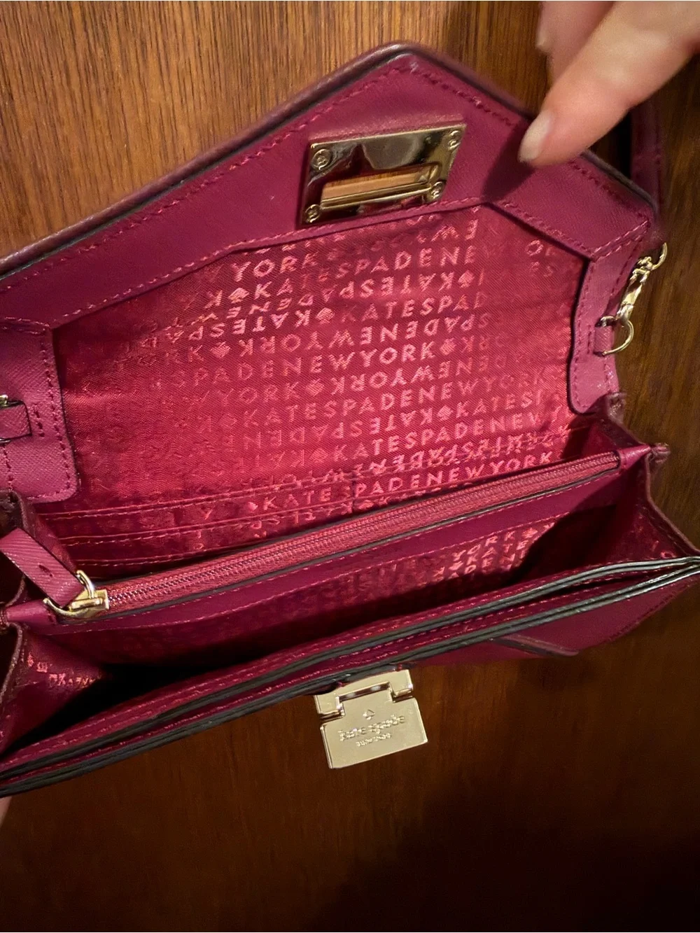 Kate Spade by NY Two-Tone Wine and Pink Crossbody Bag with Turn-Lock Closure